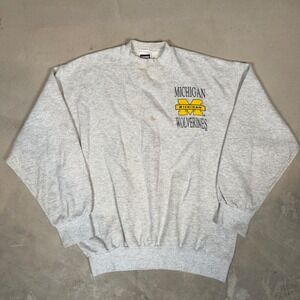 Vintage Tultex Michigan Wolverines Sweatshirt XL Heather Gray 90s USA Stains